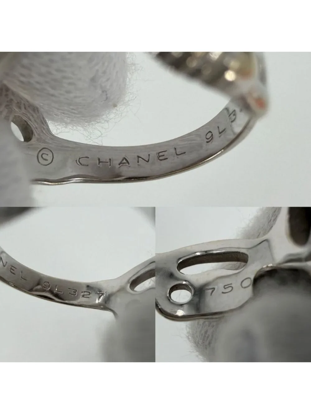 Chanel Ring Camellia Accessory Sally 18k WG White Gold Diamond Vintage